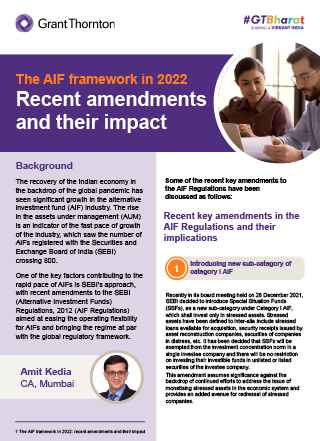 Recent amendments in framework for AIFs – A perspective
