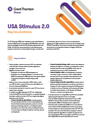 USA Stimulus 2.0 – Key tax provisions